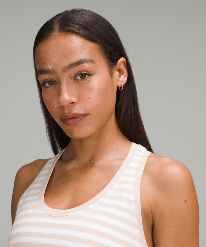 Lululemon Love Tank Top True Stripe Subtle Tan White Online Outlet Sale