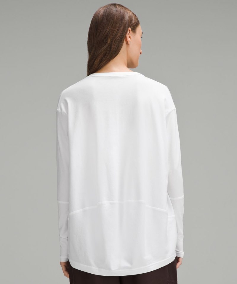 Lululemon Back In Action V-Neck Long-Sleeve Shirt White Online Outlet Sale