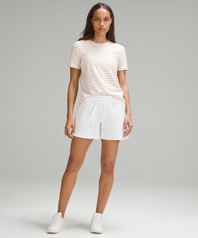 Lululemon Love Curved-Hem Crewneck T-Shirt True Stripe Subtle Tan White Online Outlet Sale