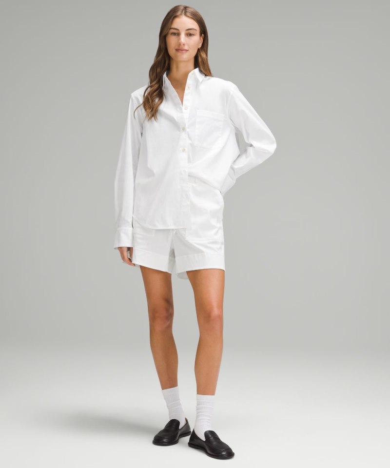 Lululemon Relaxed-Fit Cotton-Blend Poplin Button-Down Shirt White Online Outlet Sale