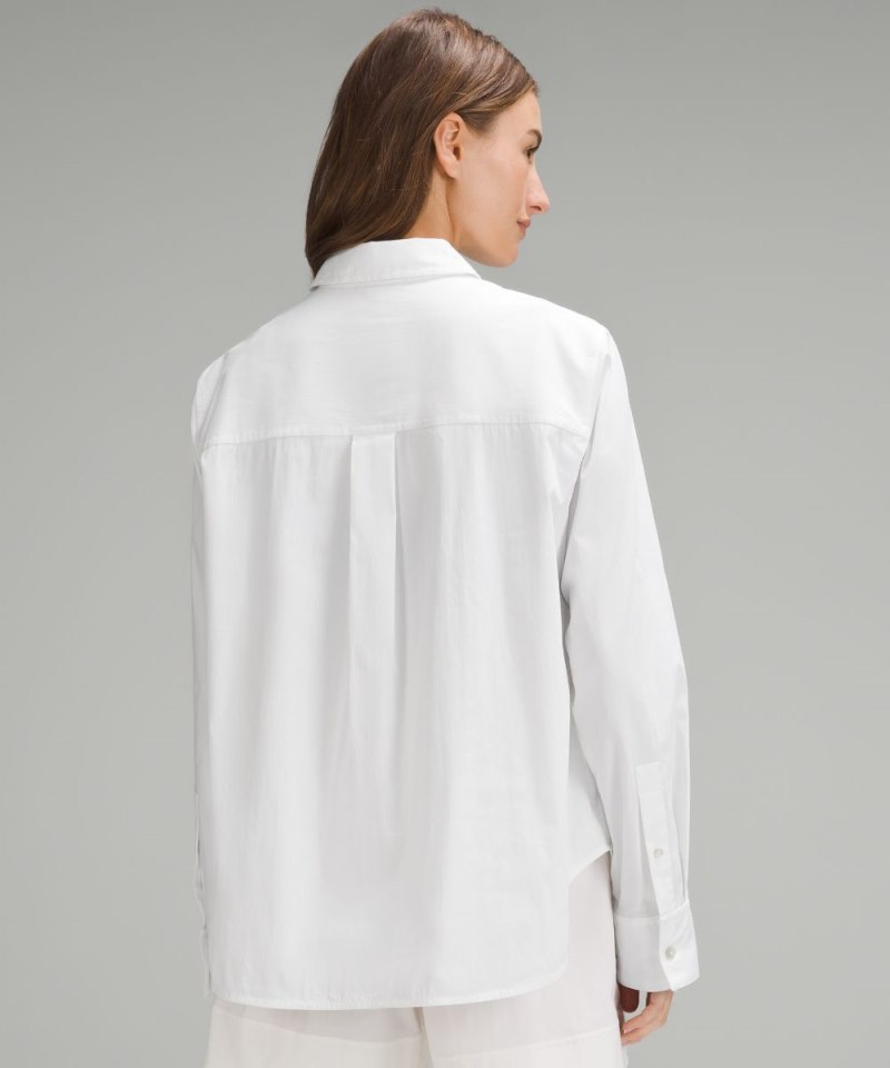 Lululemon Relaxed-Fit Cotton-Blend Poplin Button-Down Shirt White Online Outlet Sale