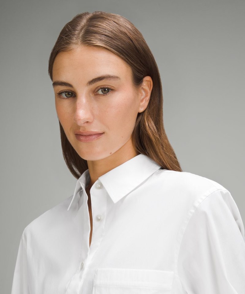 Lululemon Relaxed-Fit Cotton-Blend Poplin Button-Down Shirt White Online Outlet Sale