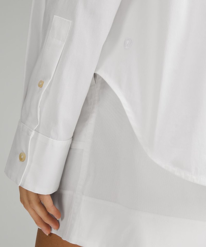 Lululemon Relaxed-Fit Cotton-Blend Poplin Button-Down Shirt White Online Outlet Sale