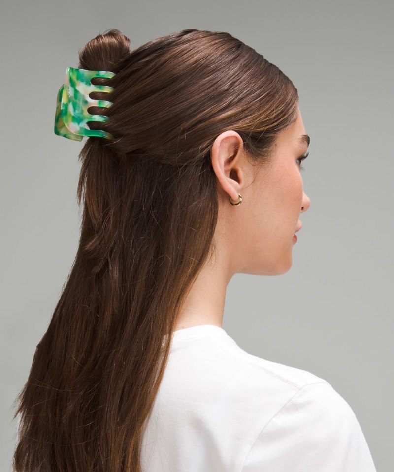 Lululemon Criss-Cross Claw Clip Green Punch / Swirl Yellow Online Outlet Sale