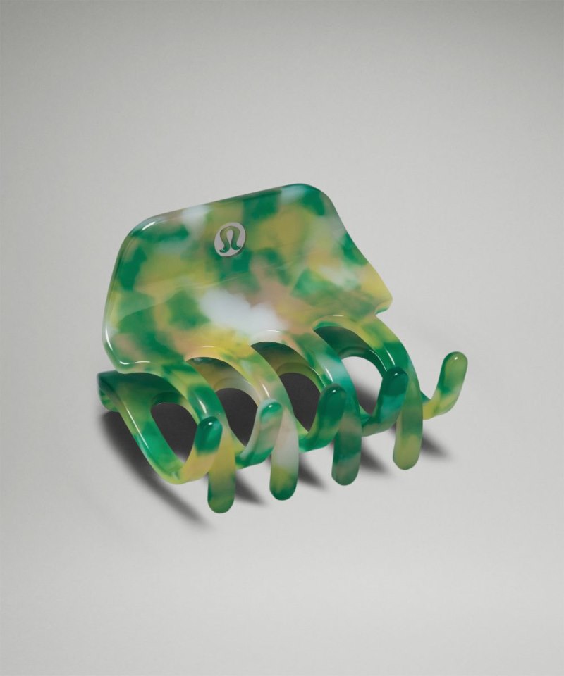 Lululemon Criss-Cross Claw Clip Green Punch / Swirl Yellow Online Outlet Sale