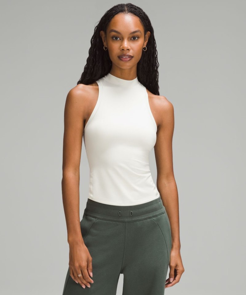 Lululemon Wundermost Ultra-Soft Nulu Mockneck Tank Top Bone Online Outlet Sale