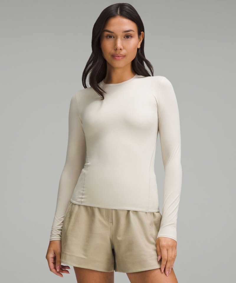 Lululemon Wundermost Ultra-Soft Nulu Crewneck Long-Sleeve Shirt Mojave Tan Online Outlet Sale