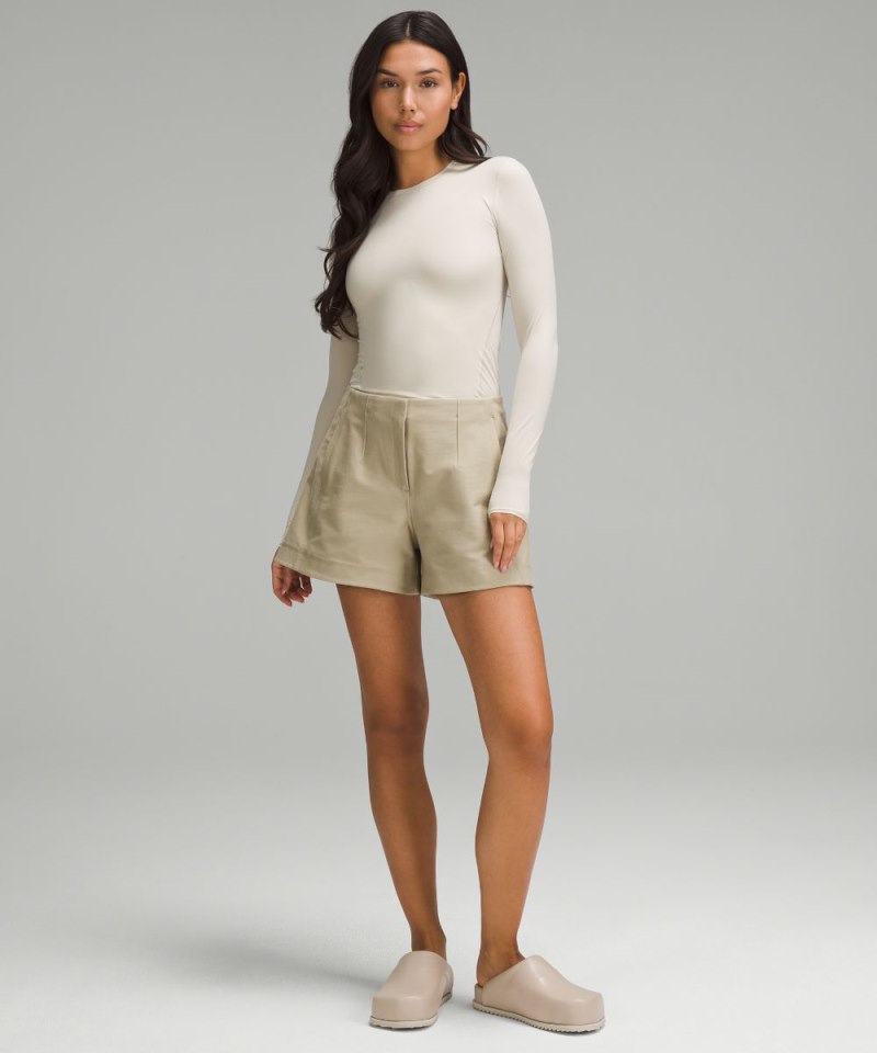 Lululemon Wundermost Ultra-Soft Nulu Crewneck Long-Sleeve Shirt Mojave Tan Online Outlet Sale