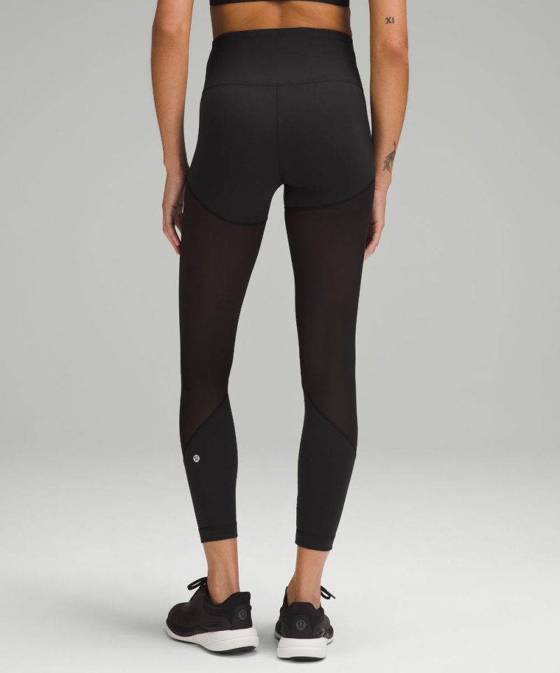 Lululemon Wunder Train Mesh High-Rise Tight 25" Black Online Outlet Sale