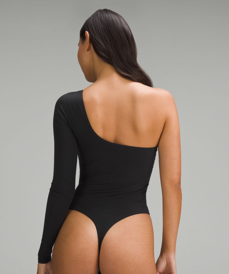 Lululemon Wundermost Ultra-Soft Nulu Long-Sleeve One-Shoulder Bodysuit Black Online Outlet Sale