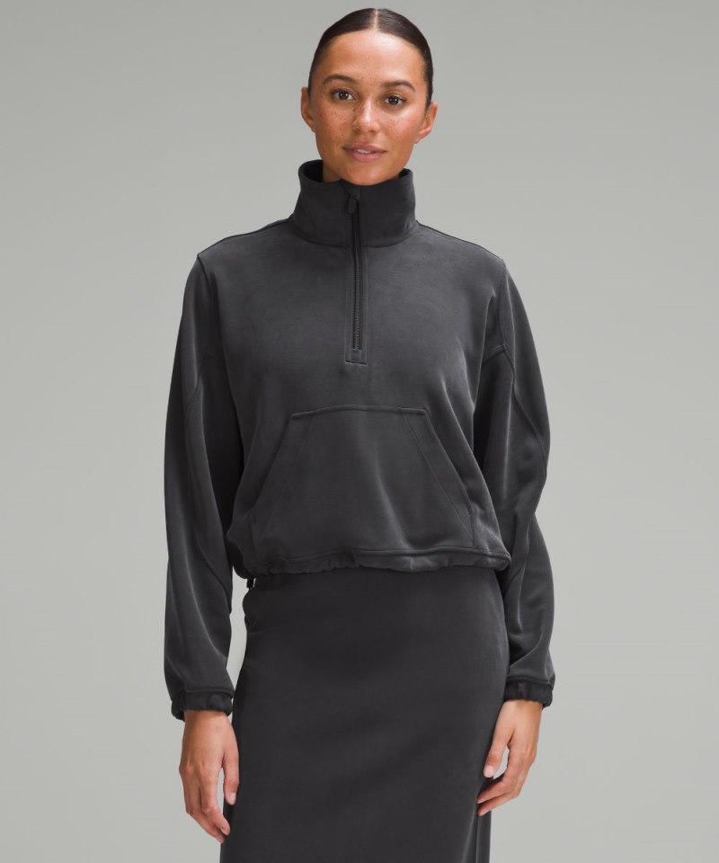 Lululemon Brushed Softstreme Half Zip Black Online Outlet Sale