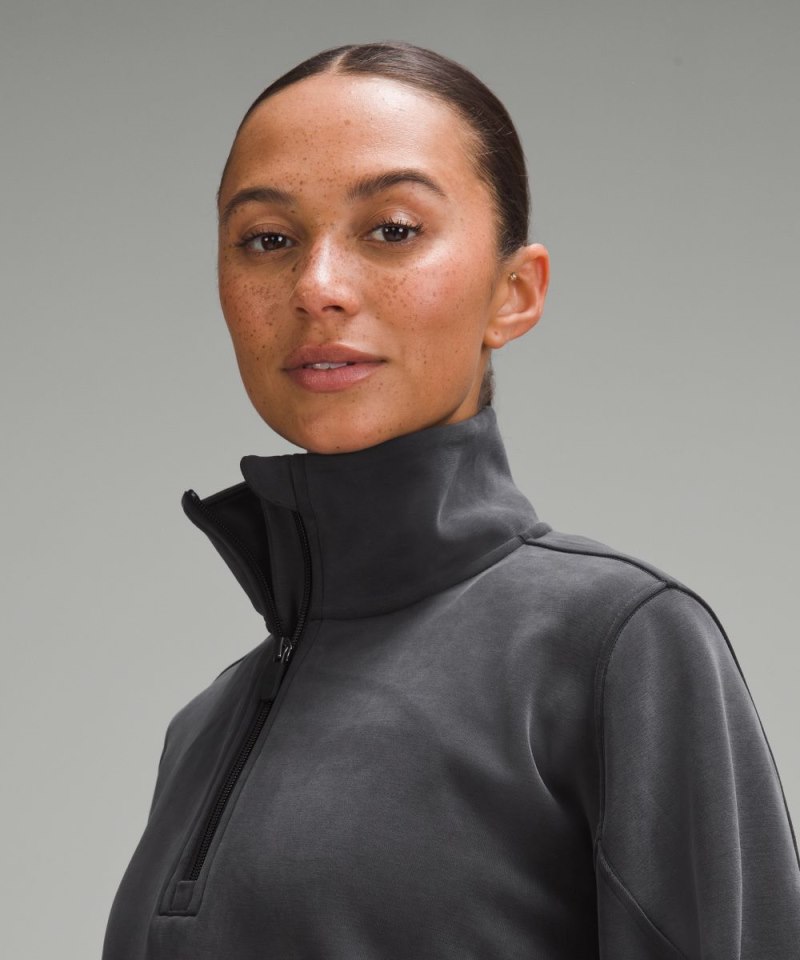 Lululemon Brushed Softstreme Half Zip Black Online Outlet Sale