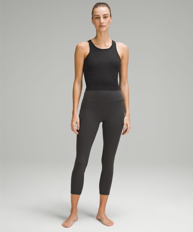 Lululemon Ebb to Street Cropped Racerback Tank Top *Light Support, B / C Cup Black Online Outlet Sale