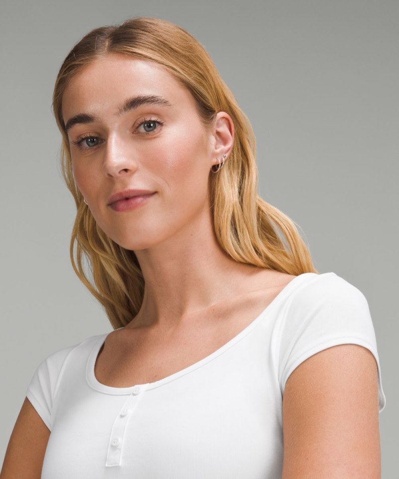 Lululemon Cap-Sleeve Henley T-Shirt White Online Outlet Sale