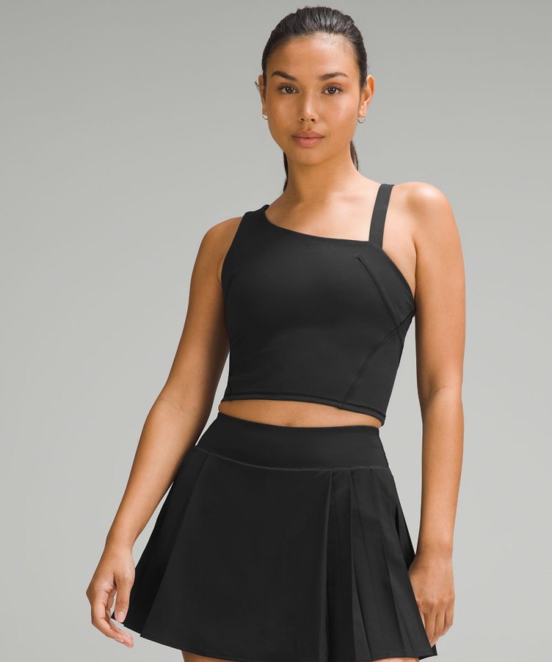 Lululemon Everlux Asymmetrical Tennis Tank Top Black Online Outlet Sale