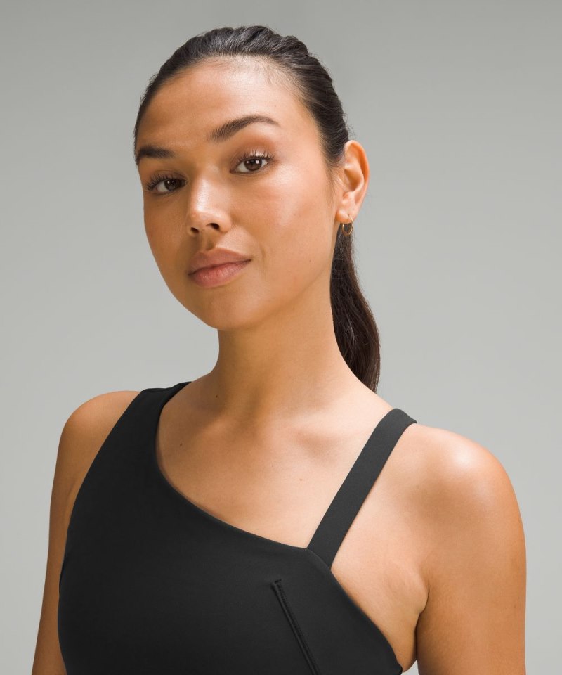 Lululemon Everlux Asymmetrical Tennis Tank Top Black Online Outlet Sale