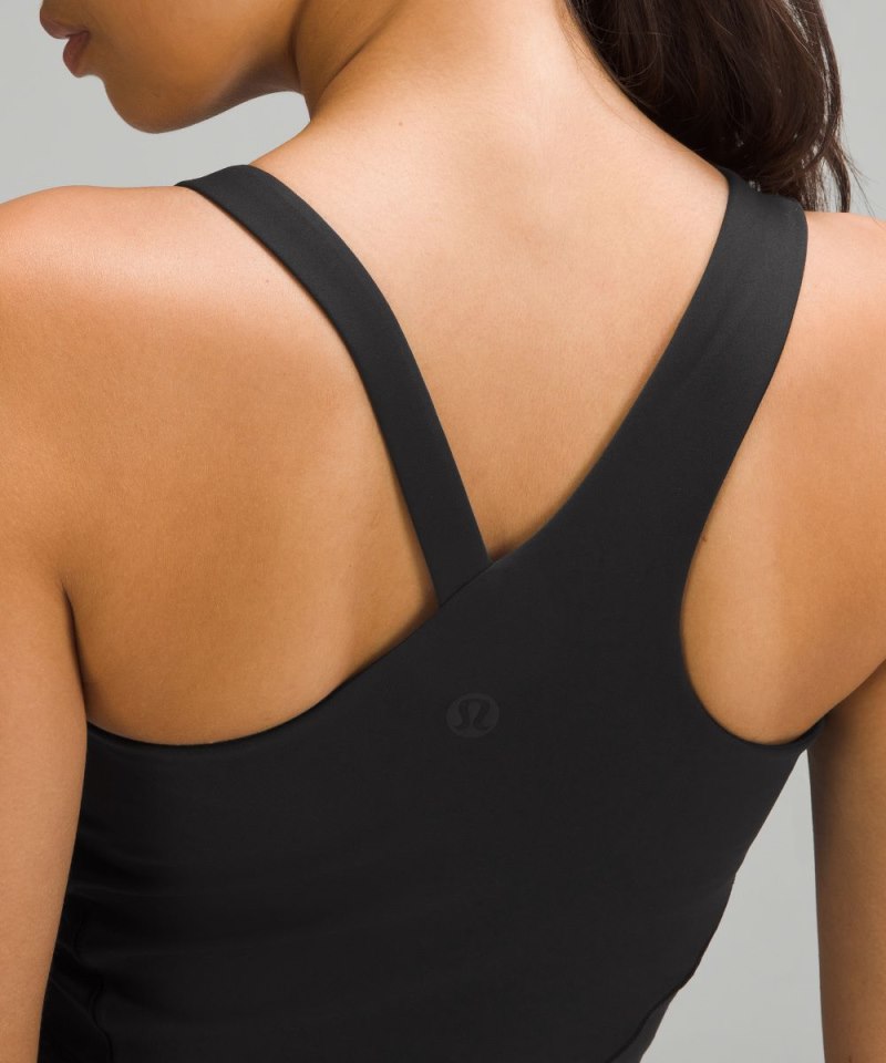 Lululemon Everlux Asymmetrical Tennis Tank Top Black Online Outlet Sale