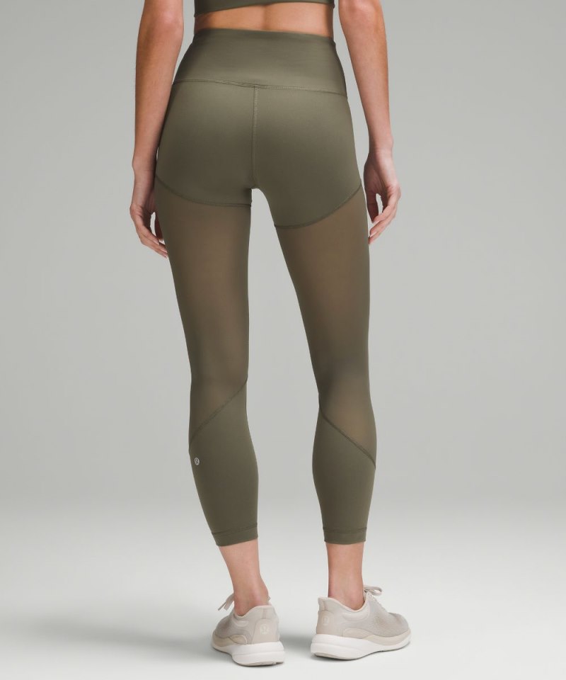 Lululemon Wunder Train Mesh High-Rise Tight 25" Army Green Online Outlet Sale