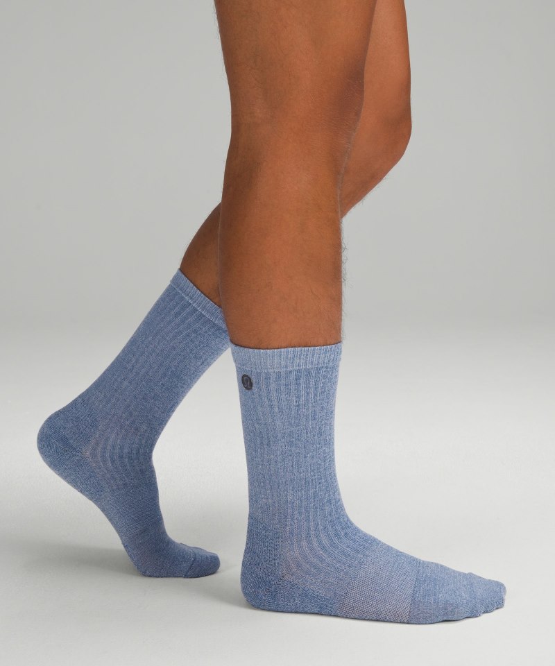 Lululemon Men's Daily Stride Ribbed Comfort Crew Socks Heathered Oasis Blue Online Outlet Sale