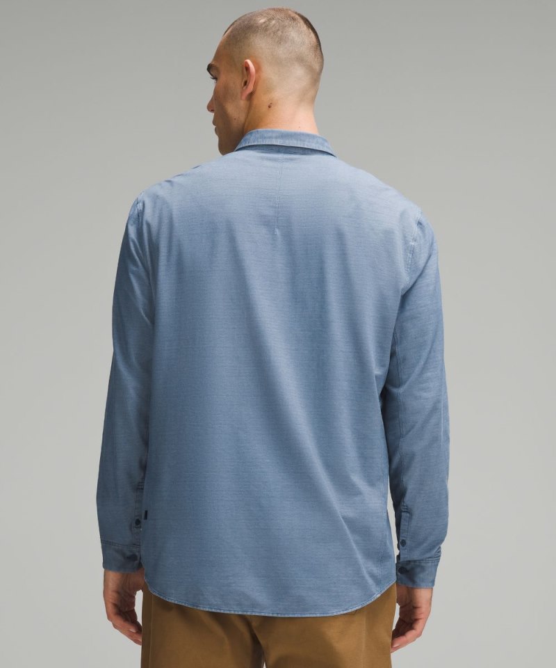 Lululemon Commission Long-Sleeve Shirt Enzyme Dye Mineral Blue Online Outlet Sale