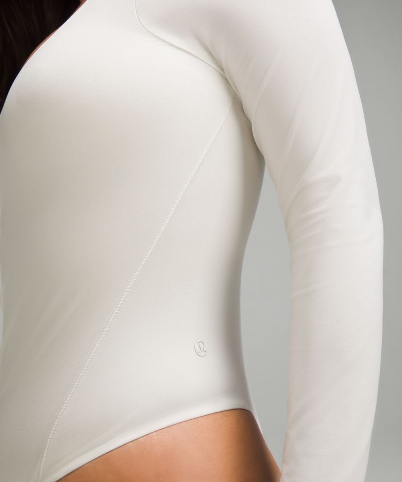 Lululemon Wundermost Ultra-Soft Nulu Square-Neck Long-Sleeve Bodysuit Bone Online Outlet Sale