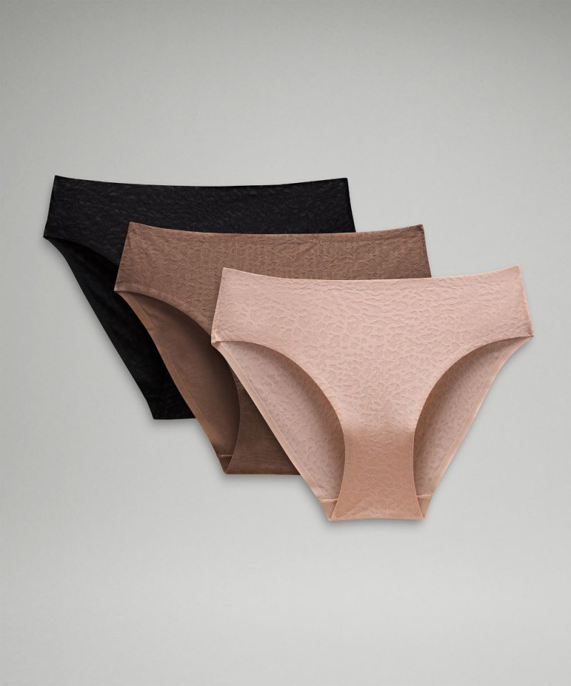 Lululemon InvisiWear Mid-Rise Bikini Underwear Performance Lace *3 Pack Misty Shell / Lace / Taupetastic / Lace / Black / Lace Online Outlet Sale