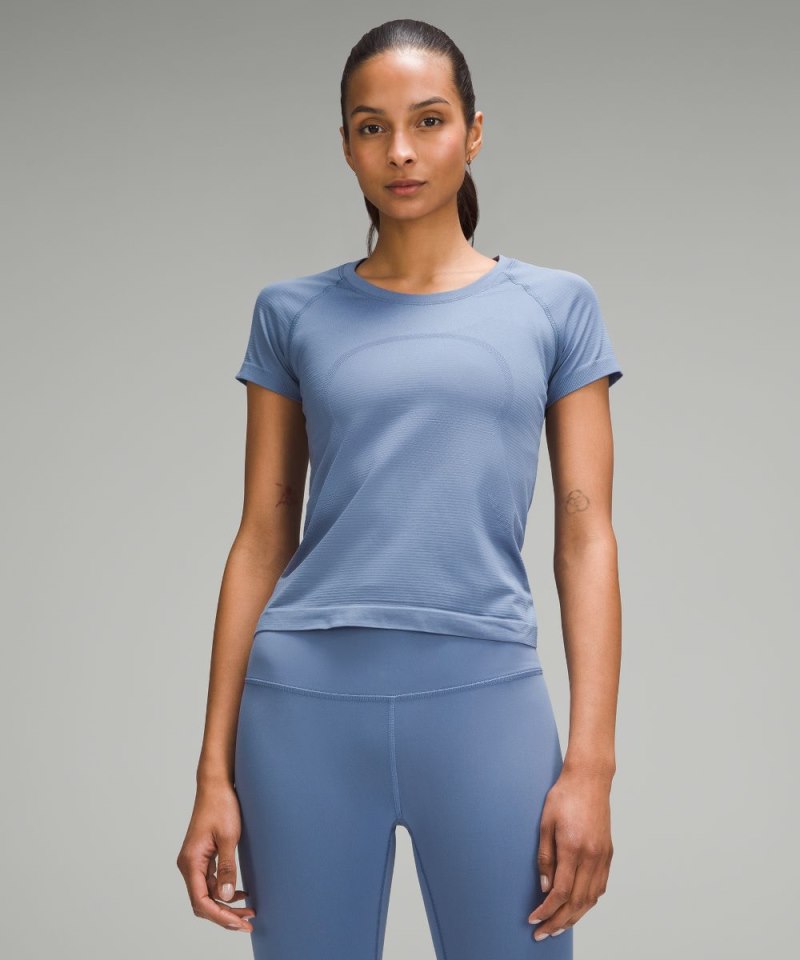 Lululemon Swiftly Tech Short-Sleeve Shirt 2.0 *Waist Length Oasis Blue / Oasis Blue Online Outlet Sale
