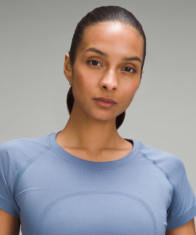 Lululemon Swiftly Tech Short-Sleeve Shirt 2.0 *Waist Length Oasis Blue / Oasis Blue Online Outlet Sale