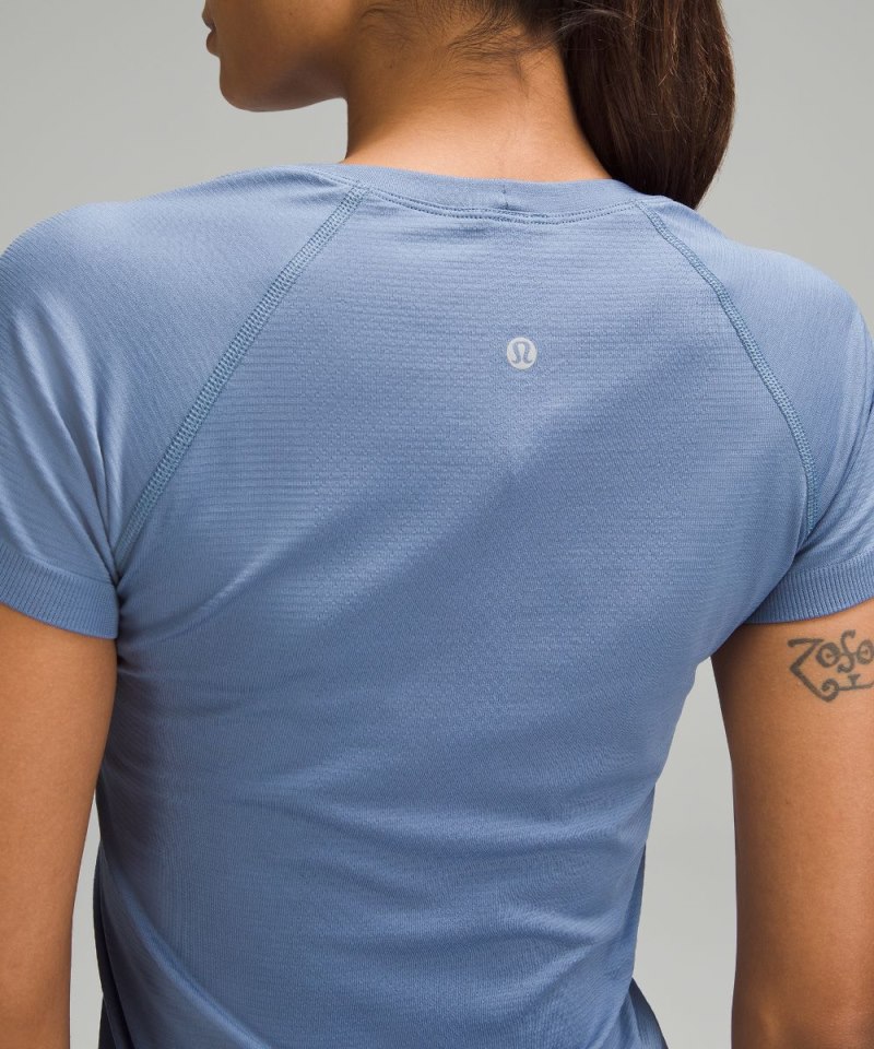 Lululemon Swiftly Tech Short-Sleeve Shirt 2.0 *Waist Length Oasis Blue / Oasis Blue Online Outlet Sale