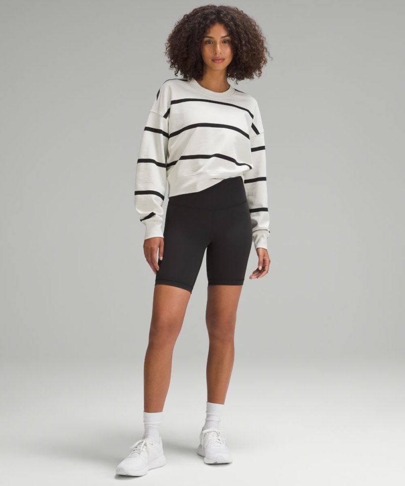 Lululemon Perfectly Oversized Cropped Crew *Stripe Boundless Stripe Bone Black Online Outlet Sale