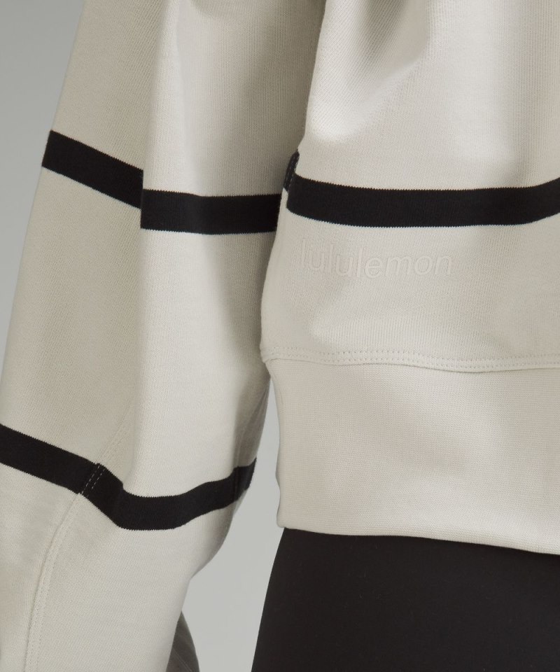 Lululemon Perfectly Oversized Cropped Crew *Stripe Boundless Stripe Bone Black Online Outlet Sale