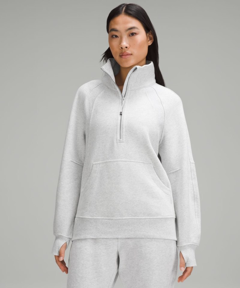 Lululemon Scuba Oversized Funnel-Neck Half Zip *Long Heathered Core Ultra Light Grey Online Outlet Sale
