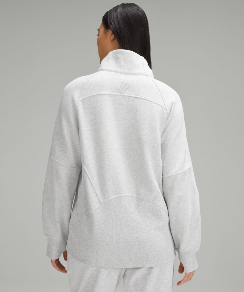 Lululemon Scuba Oversized Funnel-Neck Half Zip *Long Heathered Core Ultra Light Grey Online Outlet Sale