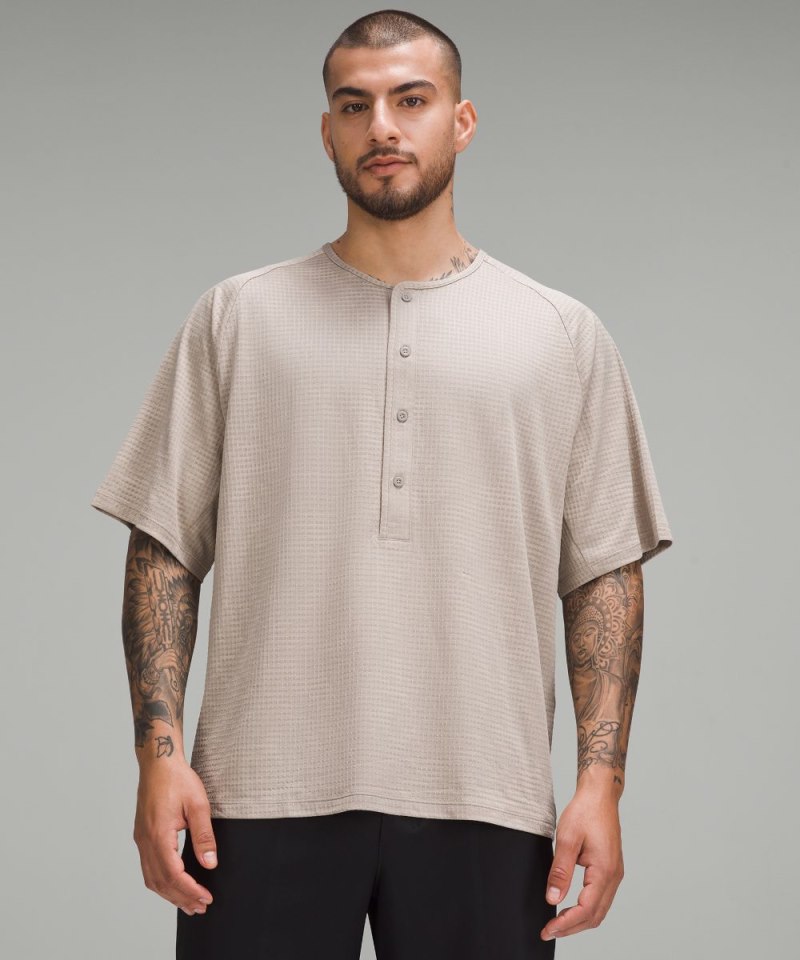 Lululemon Textured-Grid Short-Sleeve Henley Stone Grey / Desert Stone Online Outlet Sale