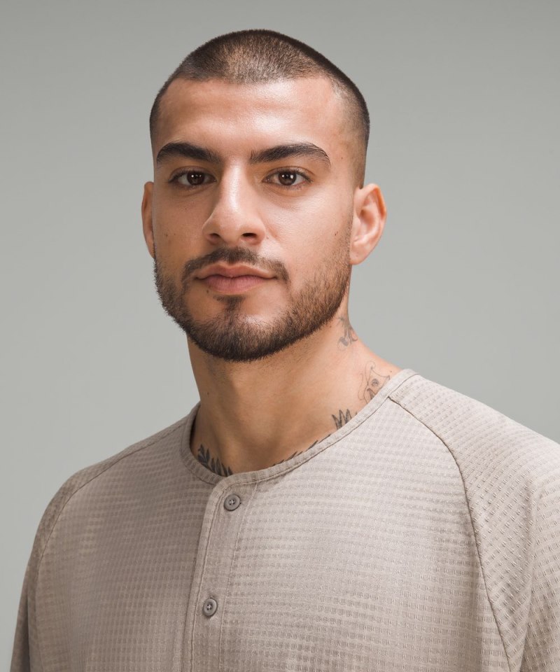 Lululemon Textured-Grid Short-Sleeve Henley Stone Grey / Desert Stone Online Outlet Sale