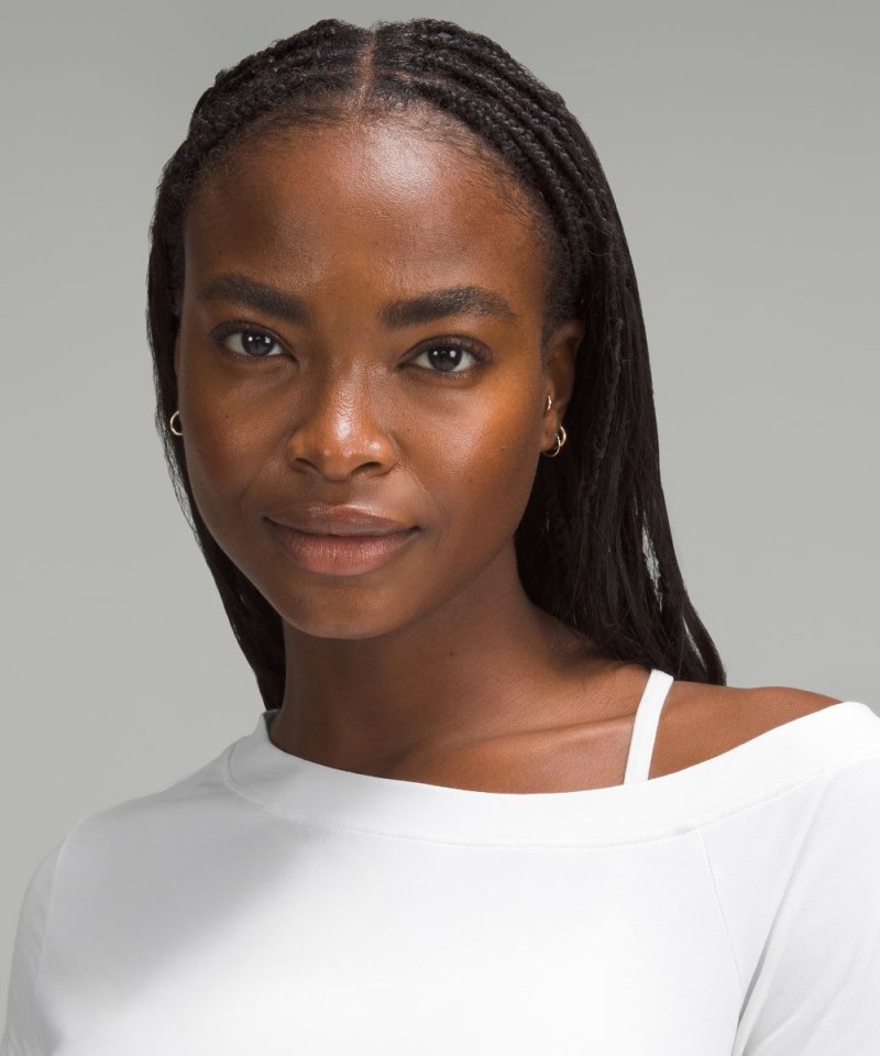 Lululemon Off-The-Shoulder Cotton T-Shirt White Online Outlet Sale