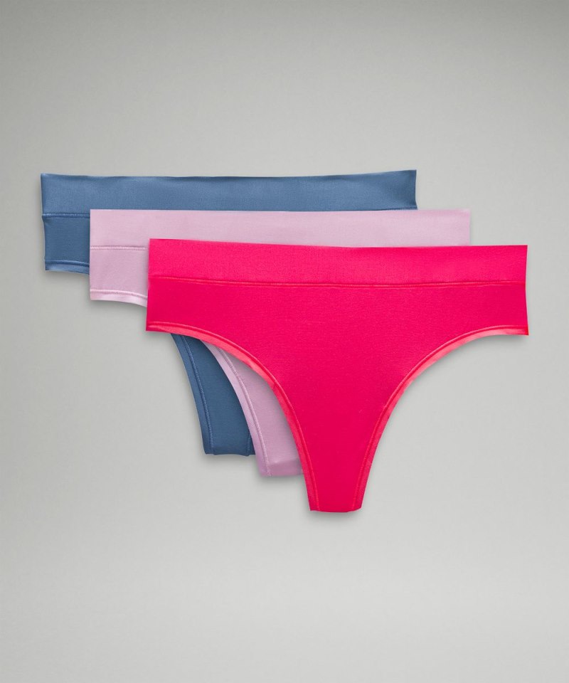 Lululemon UnderEase High-Rise Thong Underwear *3 Pack Oasis Blue / Vitapink / Glaze Pink Online Outlet Sale