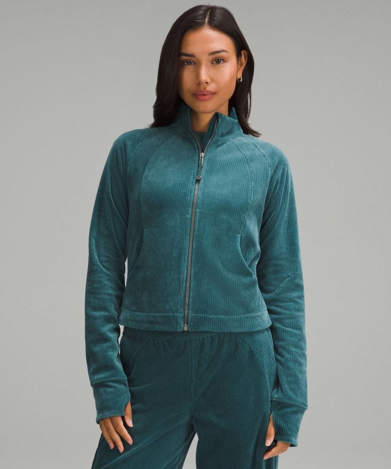 Lululemon Scuba Track Jacket *Velvet Cord Storm Teal Online Outlet Sale