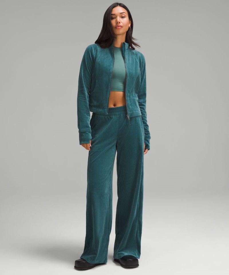 Lululemon Scuba Track Jacket *Velvet Cord Storm Teal Online Outlet Sale