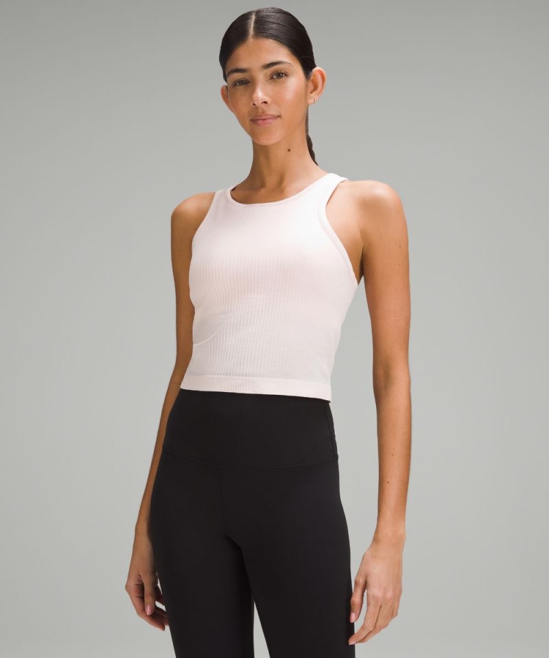 Lululemon Ebb to Street Cropped Racerback Tank Top Strawberry Milkshake Online Outlet Sale