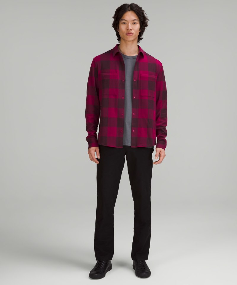 Lululemon Soft Knit Overshirt Check Plaid Cassis Pomegranate Online Outlet Sale