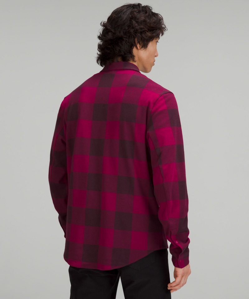 Lululemon Soft Knit Overshirt Check Plaid Cassis Pomegranate Online Outlet Sale
