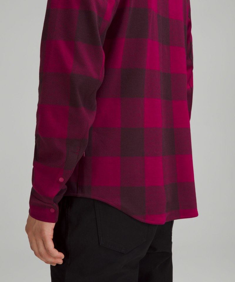 Lululemon Soft Knit Overshirt Check Plaid Cassis Pomegranate Online Outlet Sale