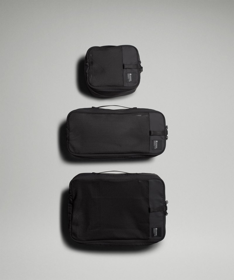 Lululemon Travel Packing Cubes *3 Pack Black / Detours Welcome Emboss Black Online Outlet Sale