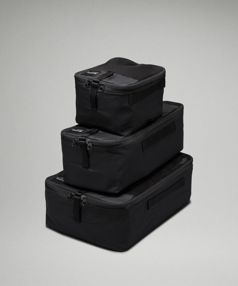 Lululemon Travel Packing Cubes *3 Pack Black / Detours Welcome Emboss Black Online Outlet Sale