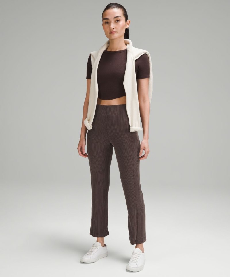 Lululemon Ribbed Softstreme Zip-Leg High-Rise Cropped Pant 25" Espresso (not available) Online Outlet Sale