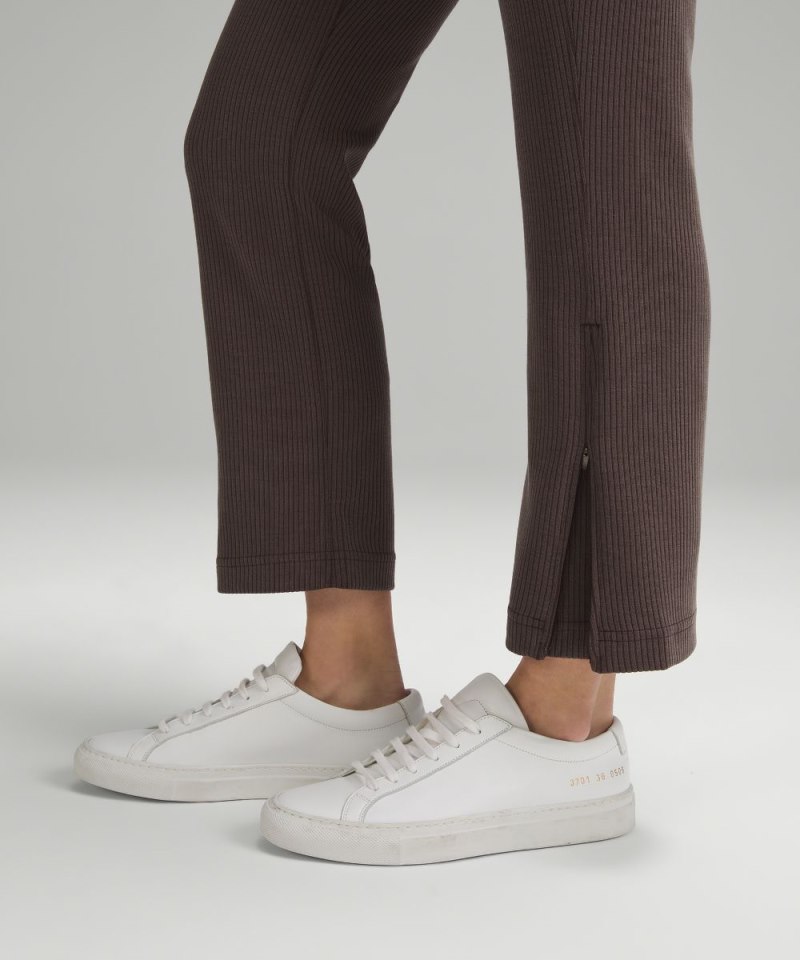 Lululemon Ribbed Softstreme Zip-Leg High-Rise Cropped Pant 25" Espresso (not available) Online Outlet Sale