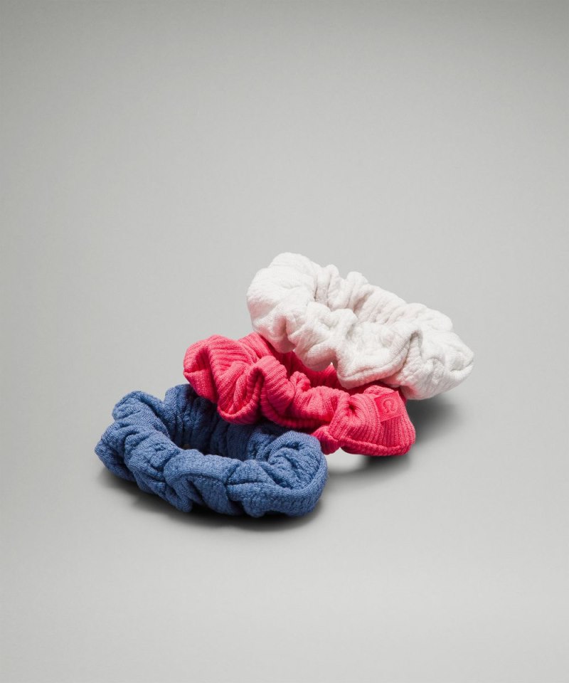 Lululemon Uplifting Scrunchies Textured *3 Pack Nimbus / Glaze Pink / Oasis Blue Online Outlet Sale