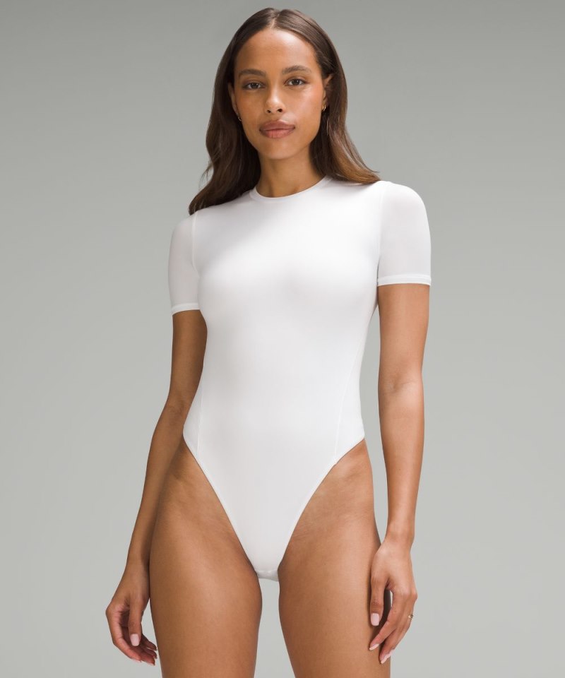 Lululemon Wundermost Ultra-Soft Nulu Short-Sleeve Crew Thong Bodysuit White Online Outlet Sale