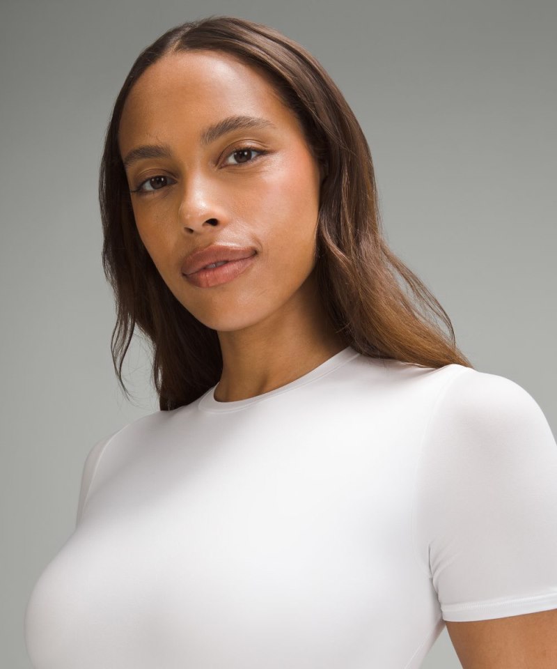 Lululemon Wundermost Ultra-Soft Nulu Short-Sleeve Crew Thong Bodysuit White Online Outlet Sale